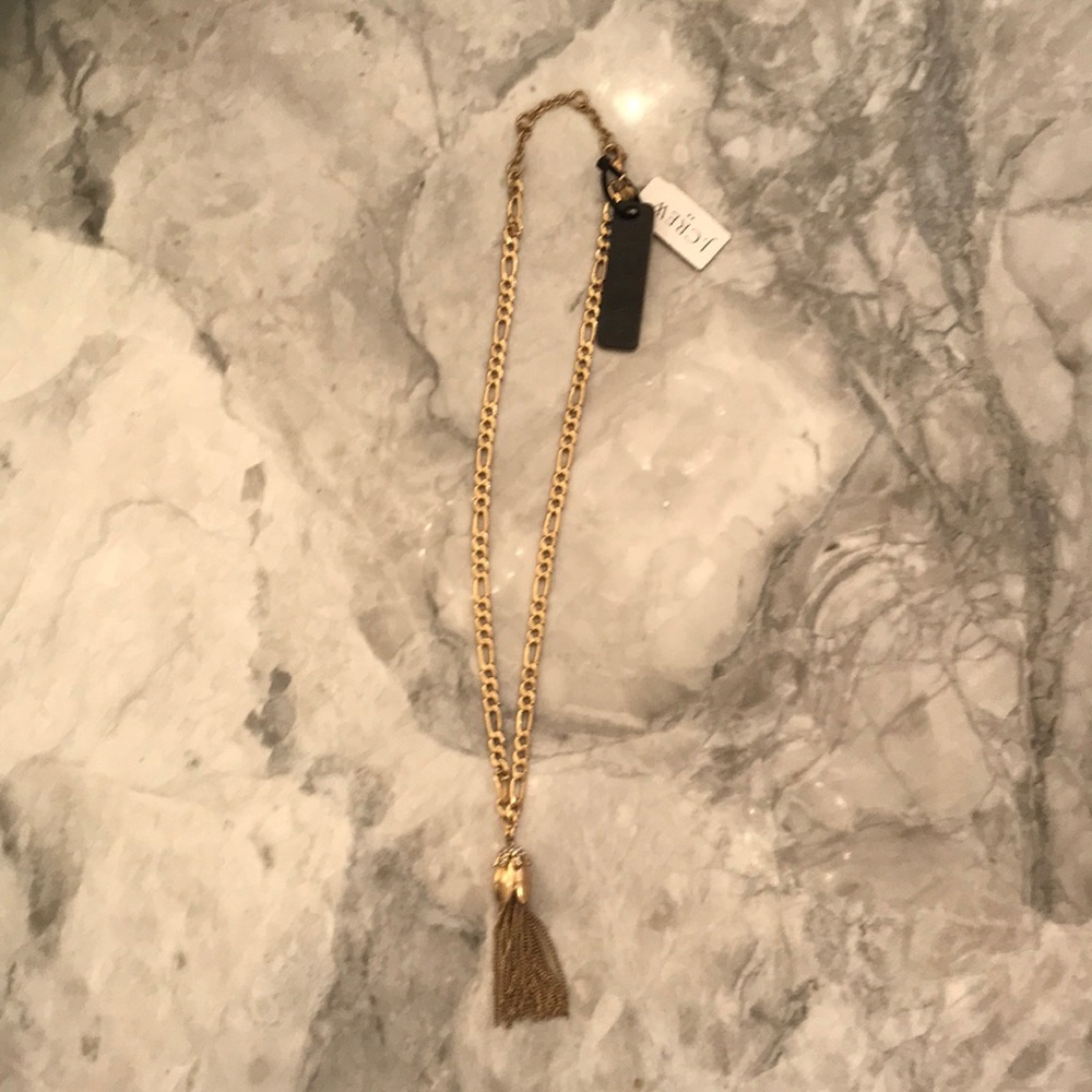 J Crew Gold Link Tulip Tassel Necklace